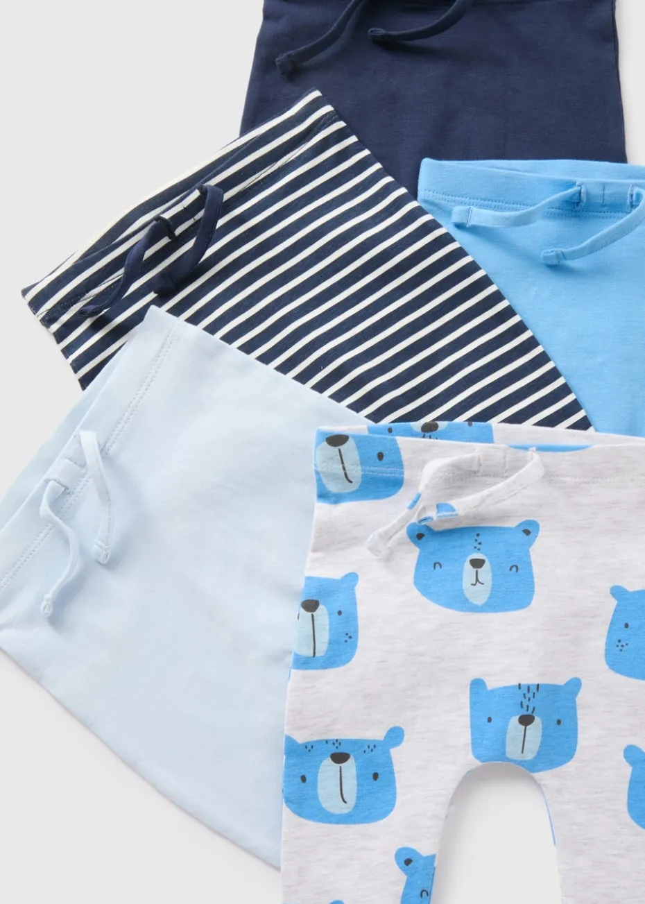 5 Pack Baby Blue Bear Leggings (Newborn-23mths)