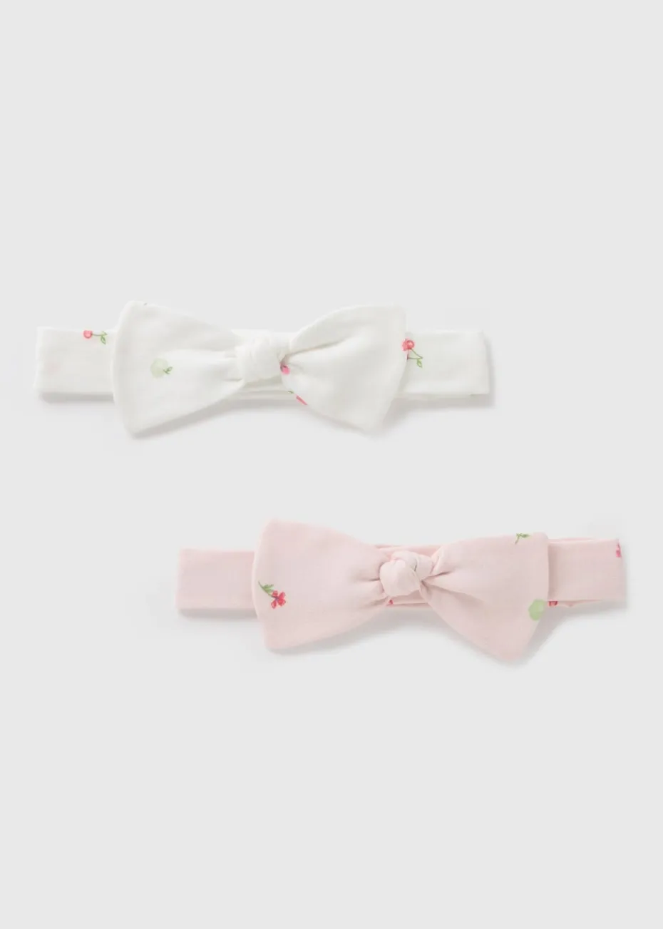 2 Pack Baby Pink Floral Layette Headbands (Newborn-6mths)