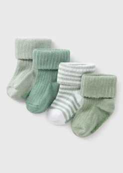 4 Pack Baby Sage Ribbed Socks (Newborn-23mths)