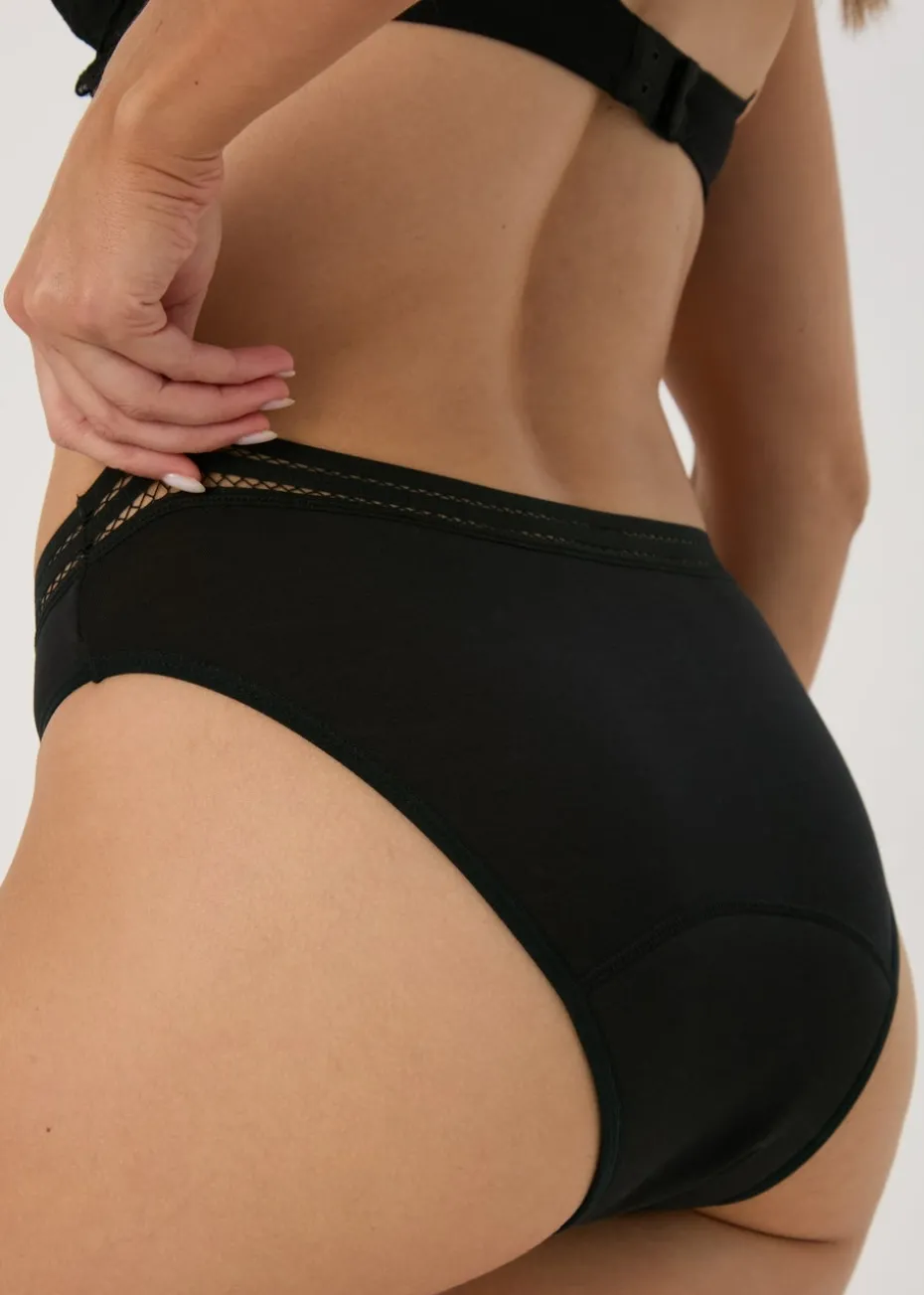 2 Pack Black High Leg Period Briefs