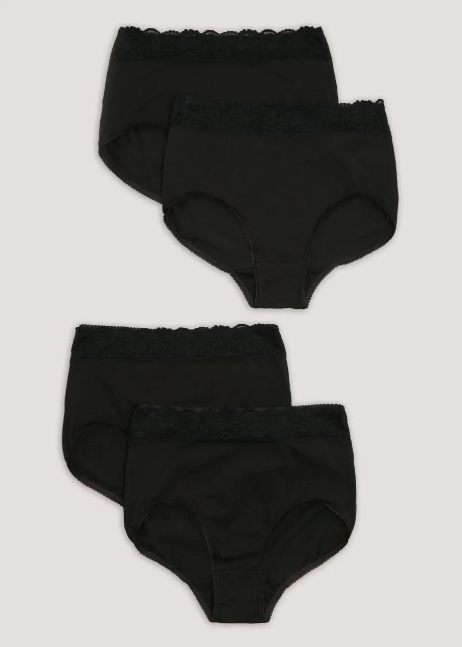 4 Pack Black Lace Trim Full Knickers
