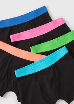 5 Pack Boys Black Neon Waistband Boxers (2-16yrs)