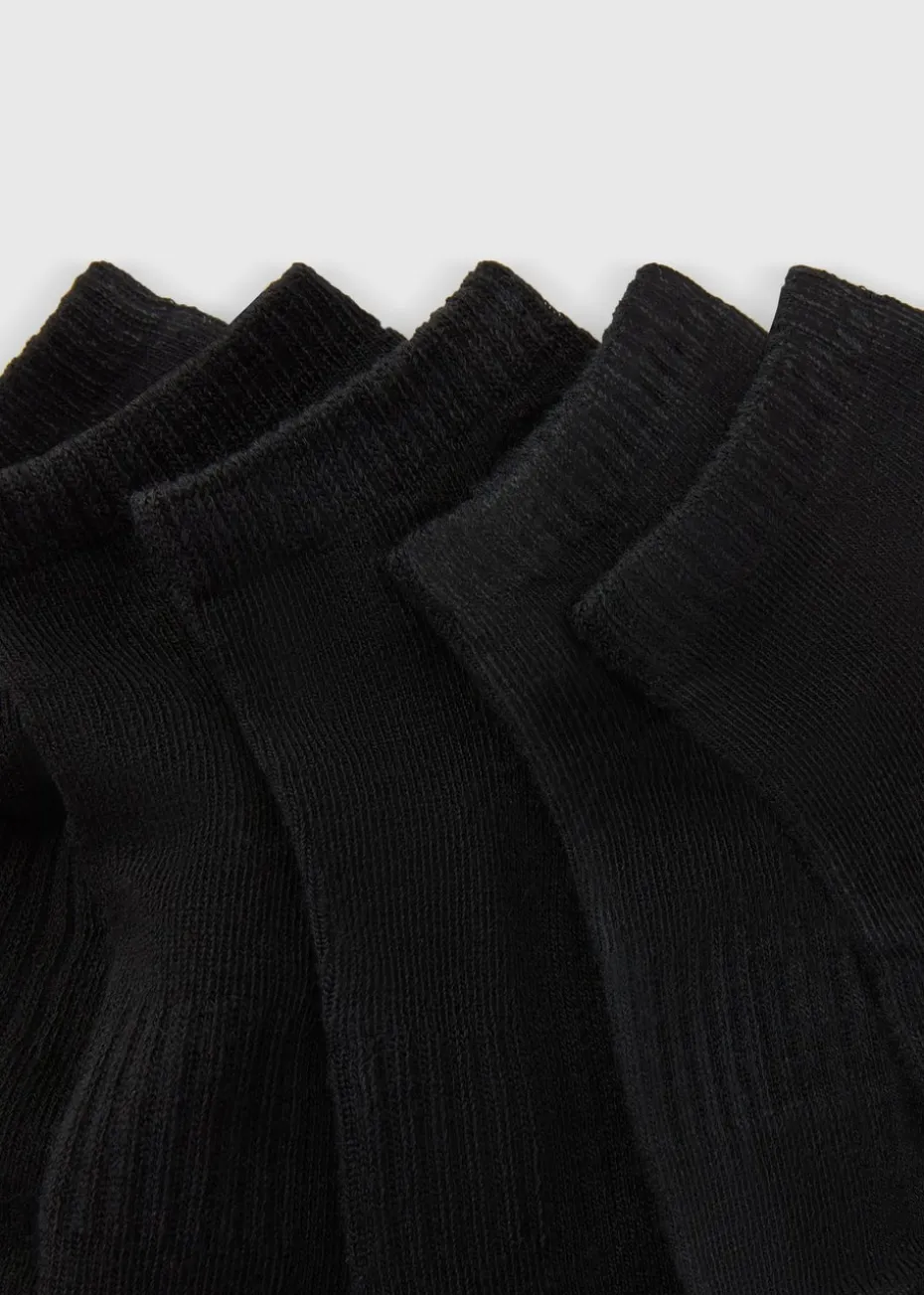 5 Pack Boys Black Sports Trainers Socks (Younger 6-Older 6.5)