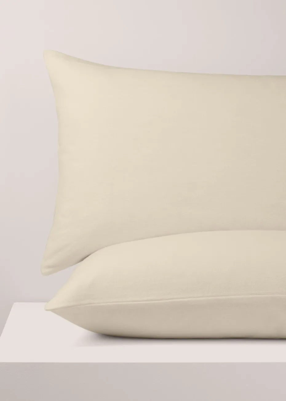 2 Pack Cream Cotton Housewife Pillowcases