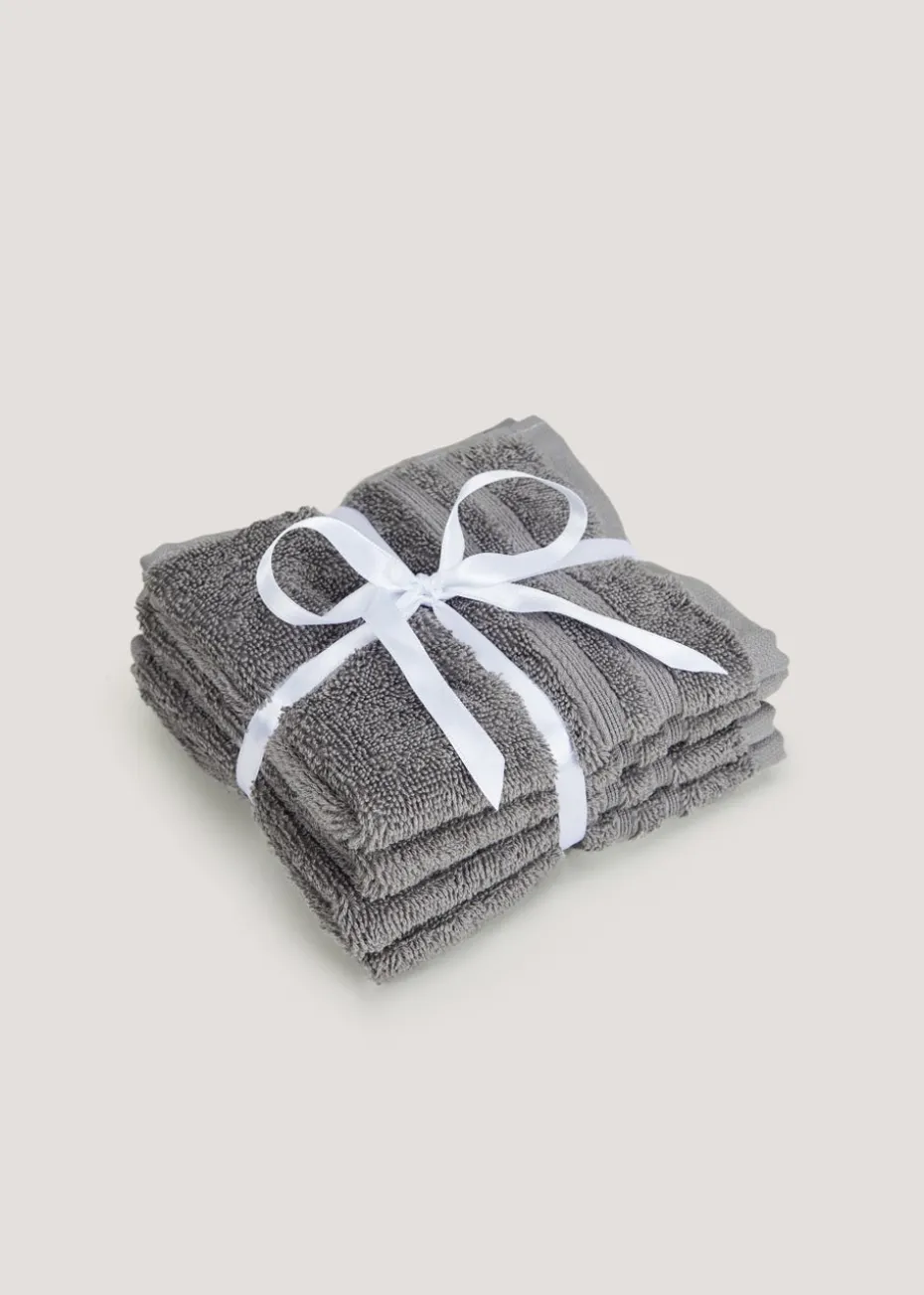 4 Pack Dark Grey 100% Egyptian Cotton Face Cloths