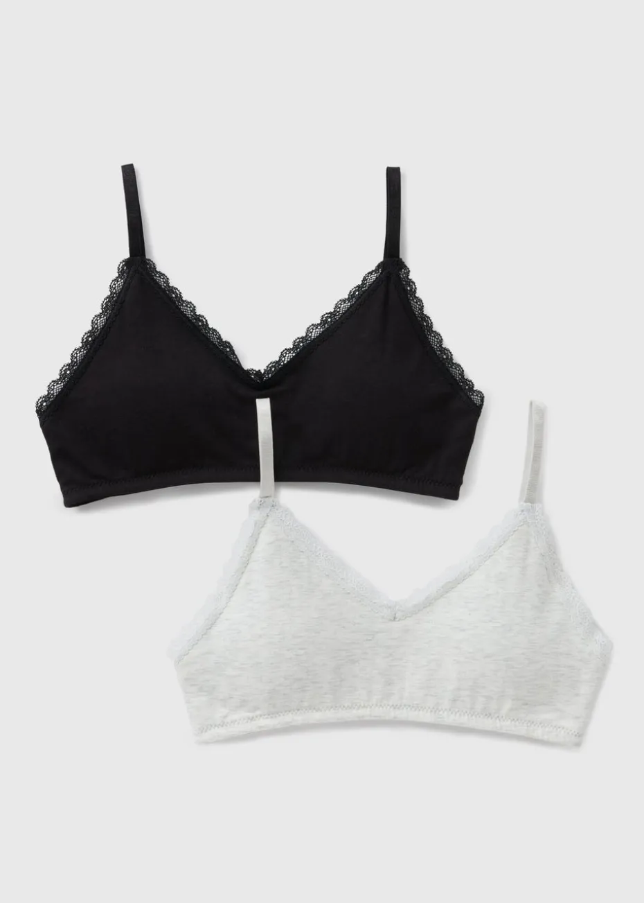2 Pack Girls Black & Grey Padded Crop Tops (8-13yrs)