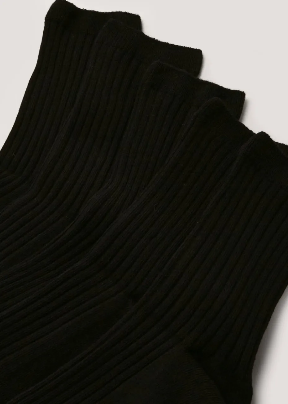 5 Pack Girls Black Ribbed Socks (Younger 9-Older 6.5)