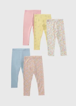 5 Pack Girls Floral Leggings (1-7yrs)