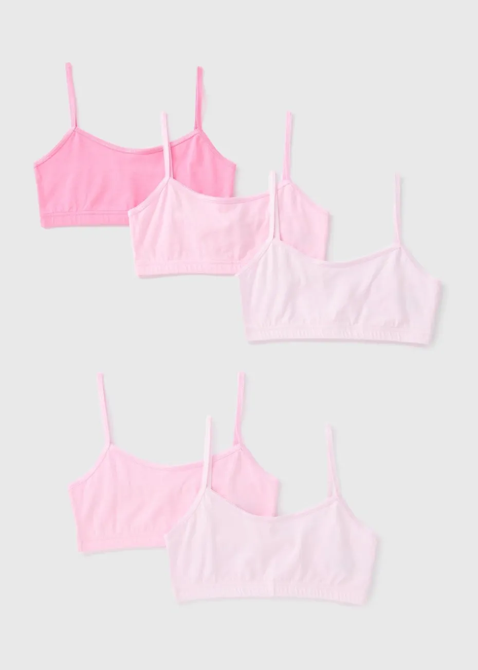 5 Pack Girls Pink Crop Tops (Younger 6-Older 13yrs)