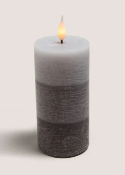3 Pack Grey LED Pillar Candles