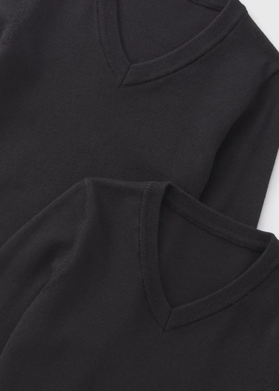 2 Pack Kids Black School Knit Jumpers (3-13yrs)