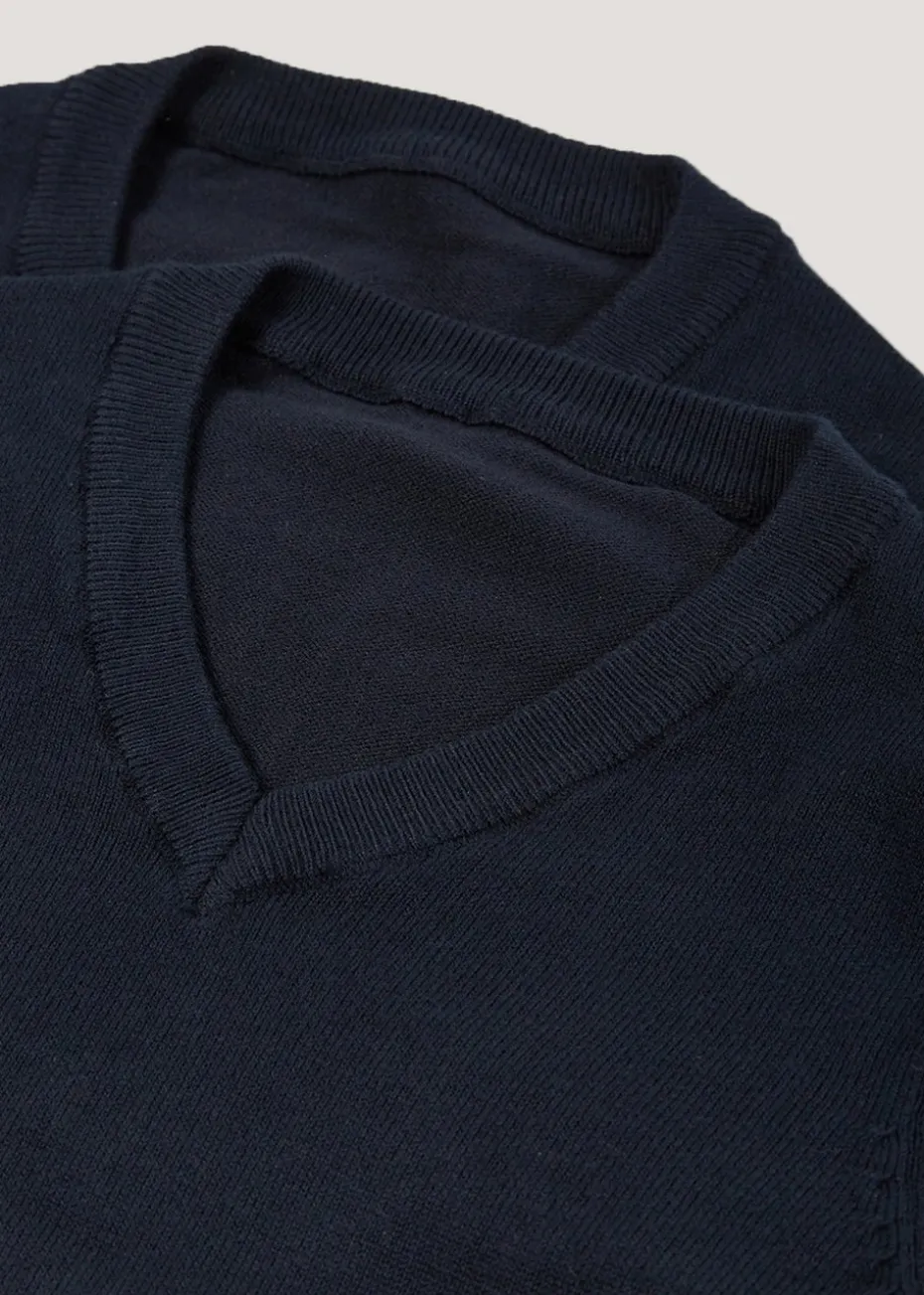 2 Pack Kids Navy V Neck School Jumper (4-13yrs)