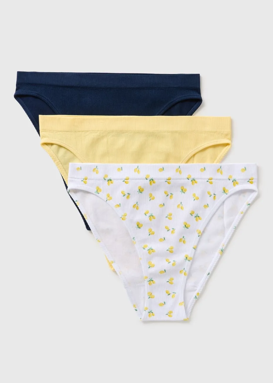 3 Pack Multicolour Lemon Seamless High Leg Knickers