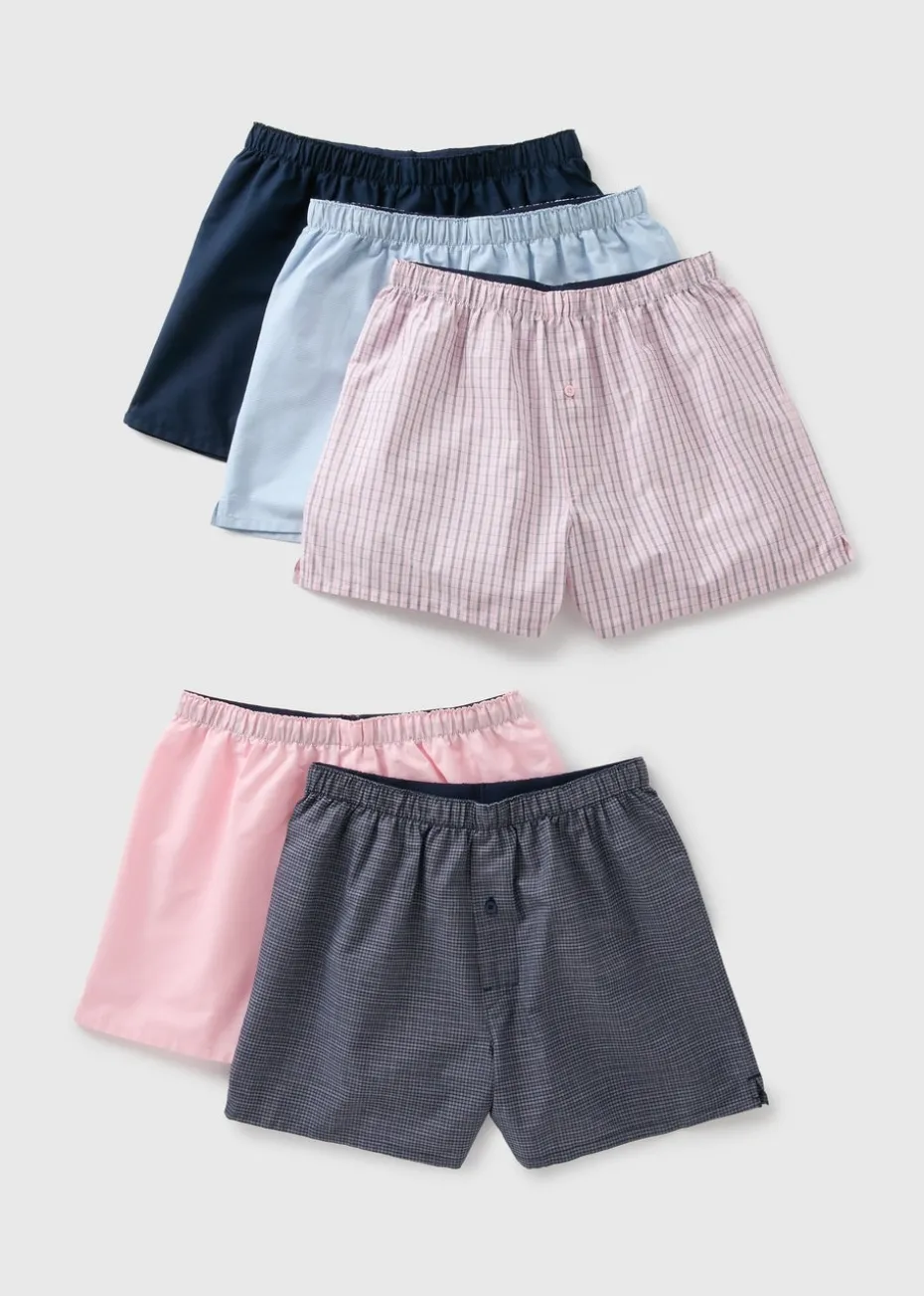5 Pack Multicolour Woven Check Boxers