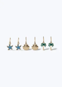3 Pack Muse Gold Starfish Earrings