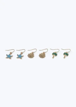3 Pack Muse Gold Starfish Earrings
