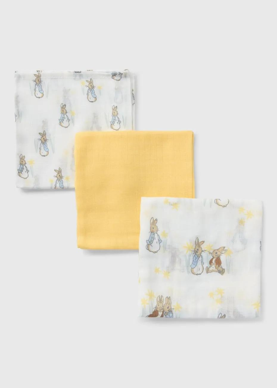 3 Pack Peter Rabbit Baby Yellow Muslin Cloths