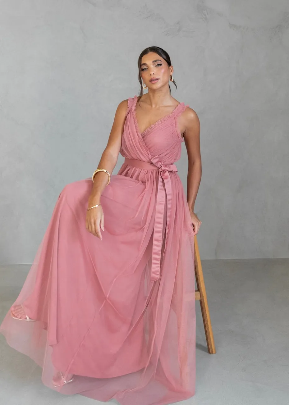 Anaya with Love Recycled Dusty Rose Wrap Strappy Maxi Dress
