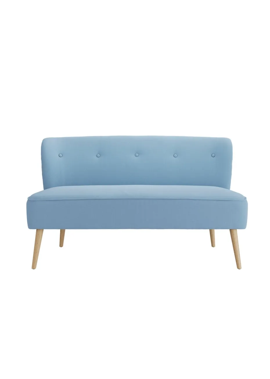 Aura Linda Cornflower Blue/Blonde Wood 2 Seater Sofa
