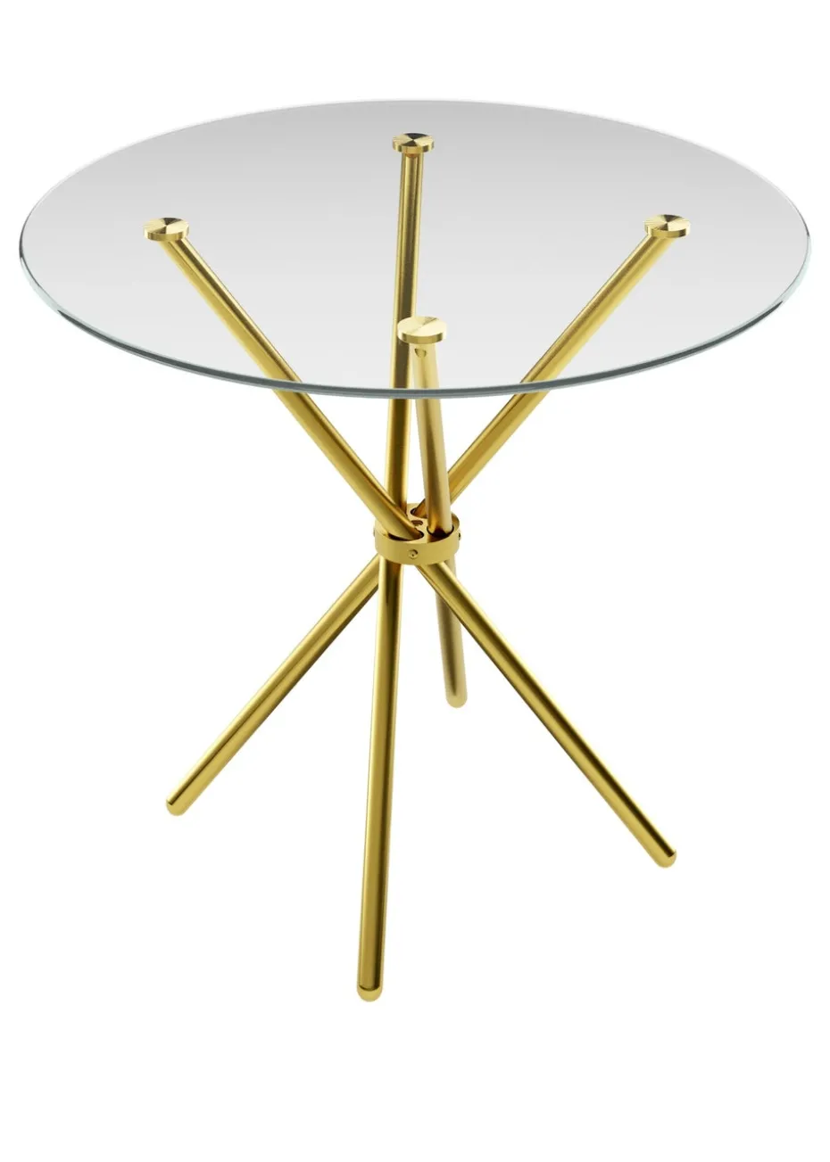 Aura Maison Clear Top/Gold Legs Dining Table (2 Packs)