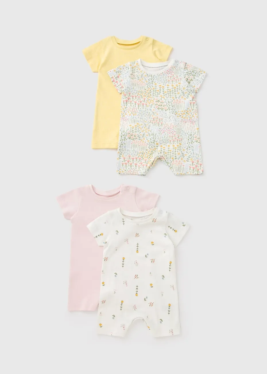 Baby 4 Pack Floral Rompers (Newborn-18mths)