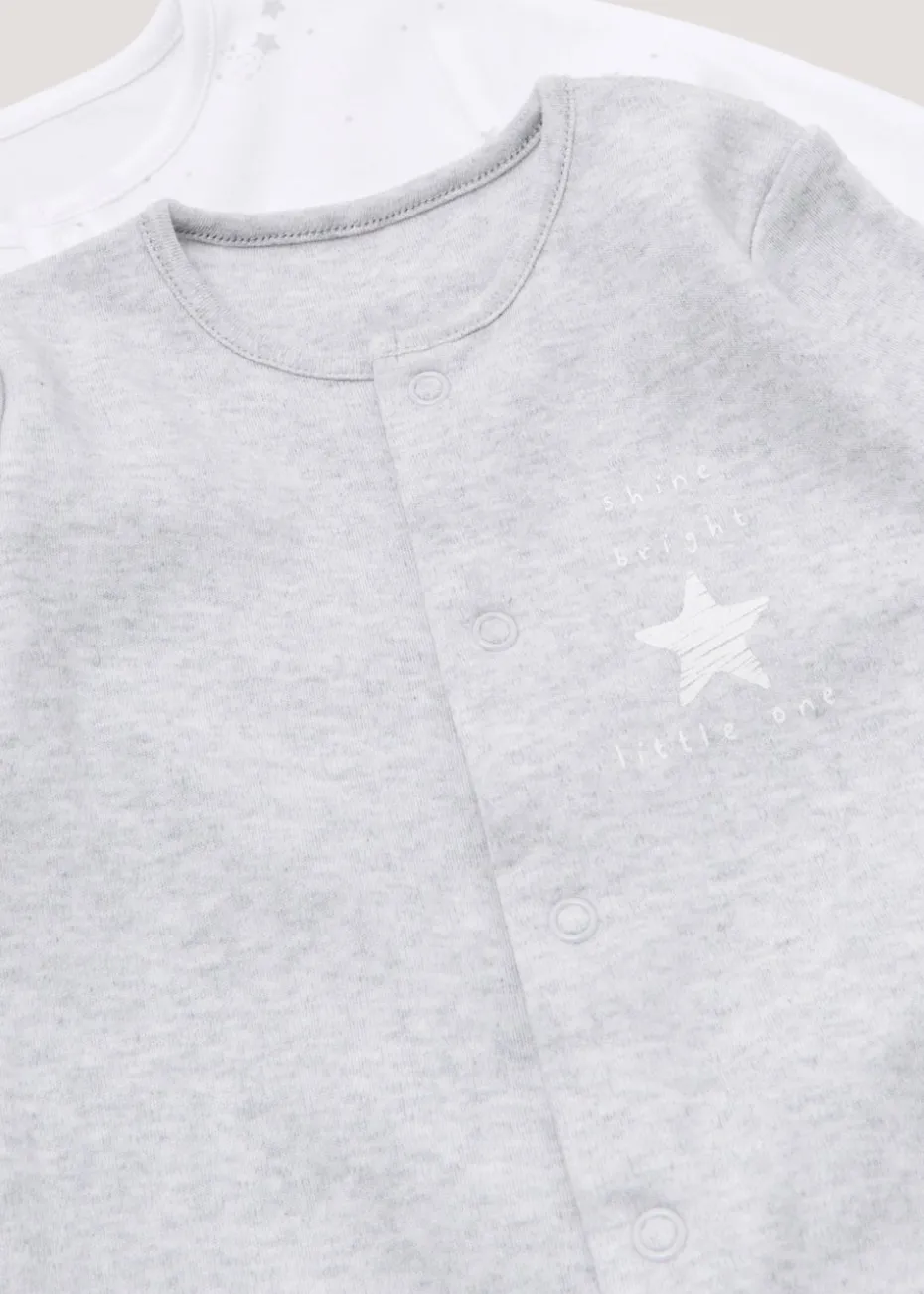 Baby 2 Pack Grey Star Sleepsuit (Newborn-23mths)