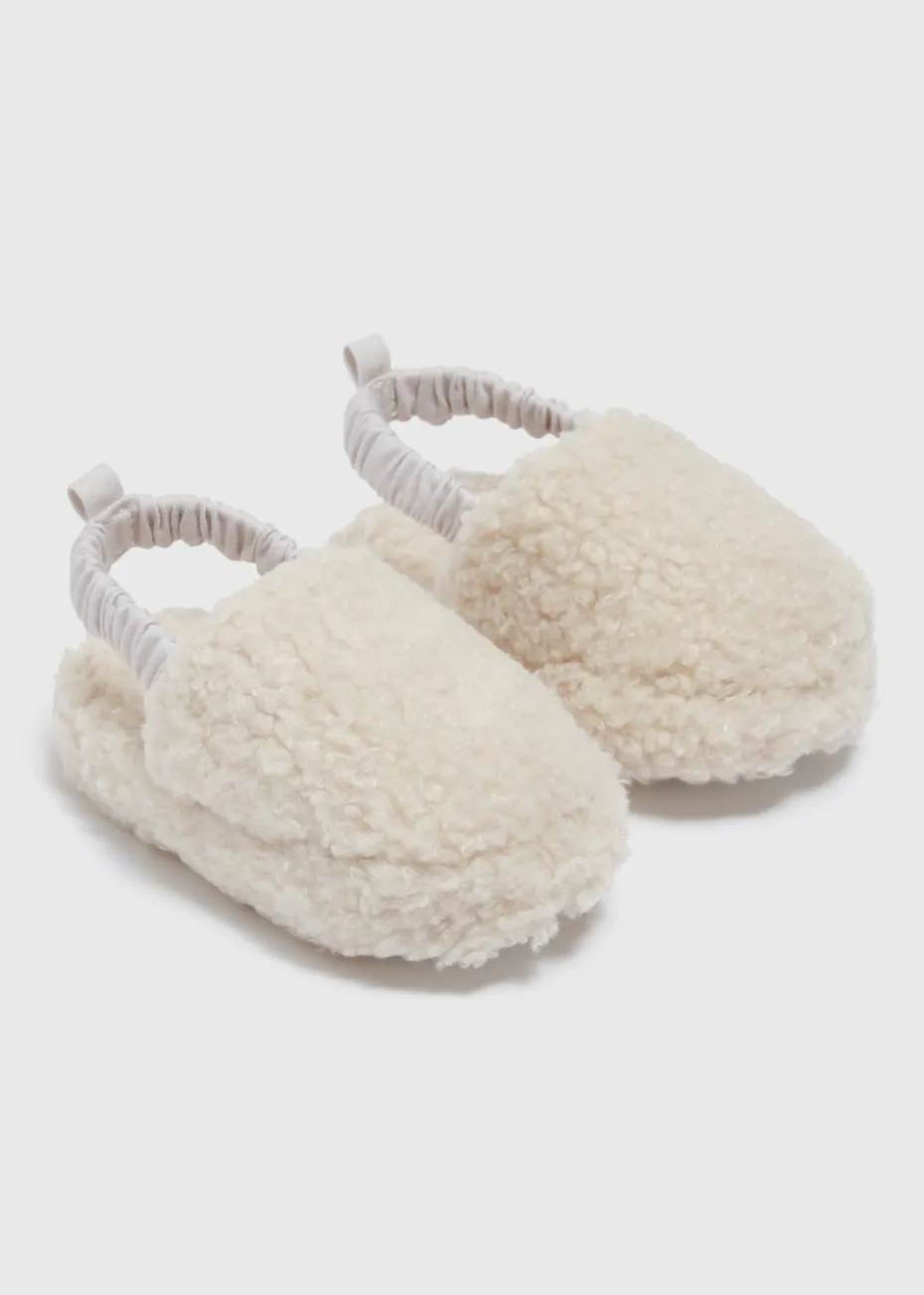 Baby Beige Borg Slippers (Newborn-18mths)