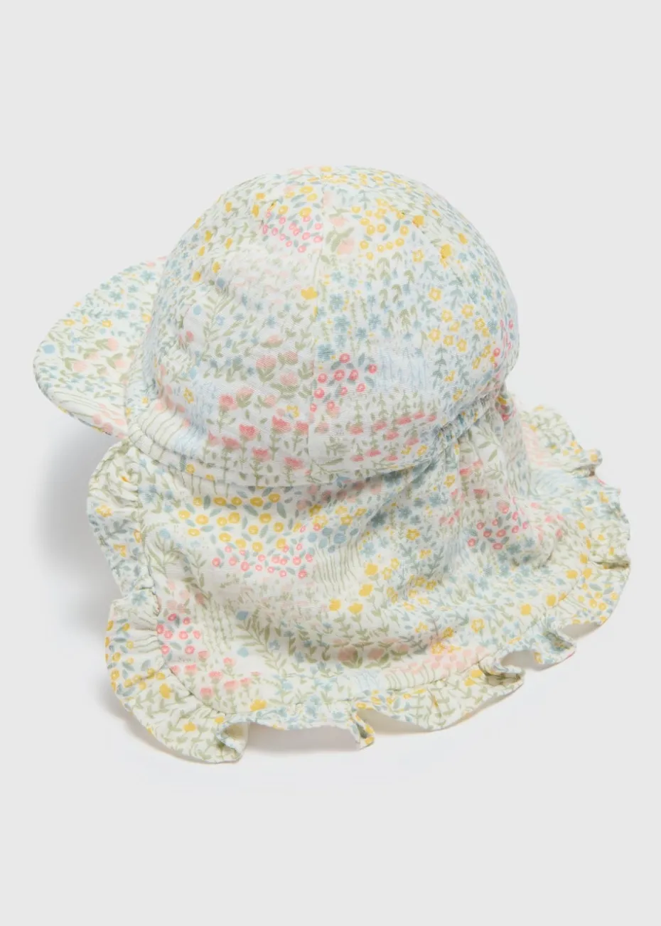 Baby Cream Floral Sun Hat
