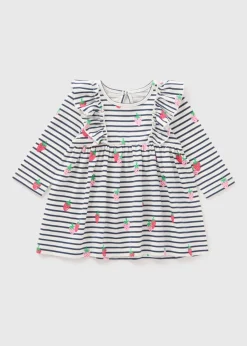 Baby Cream Stripe & Strawberry Dress (Newborn-23mths)