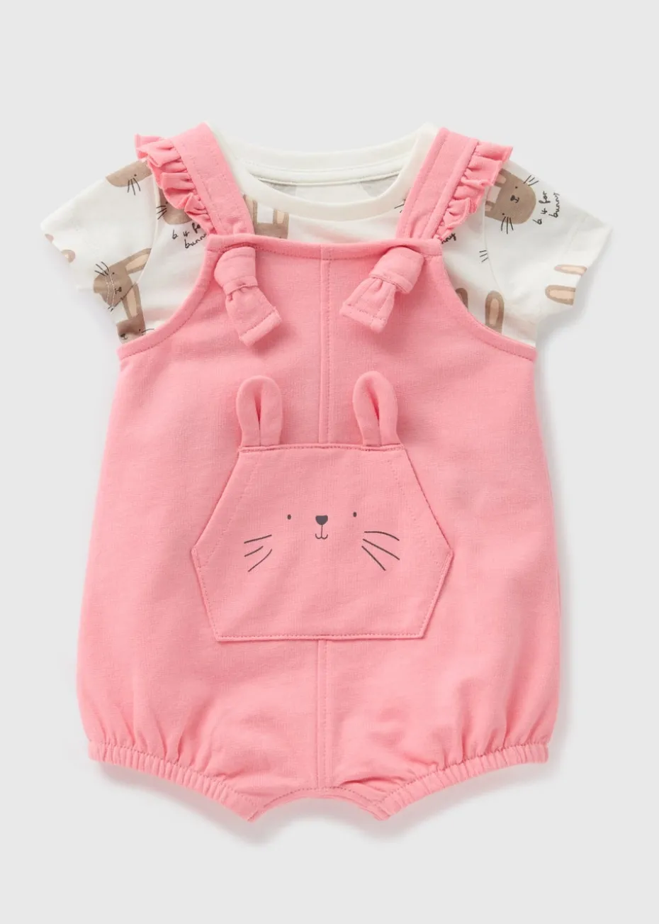 Baby Pink Bunny Top & Dungaree Set (Newborn-23mths)