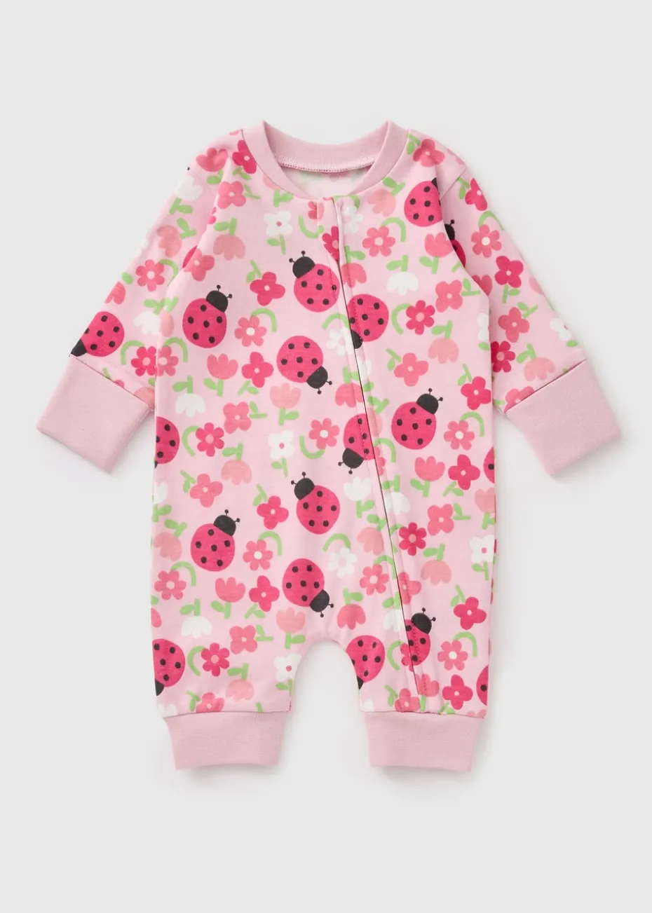 Baby Pink Ladybird Sleepsuit (Newborn-23mths)
