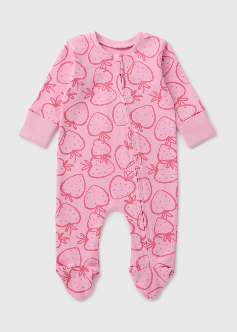 Baby Pink Strawberry Sleepsuit (Newborn-18mths)