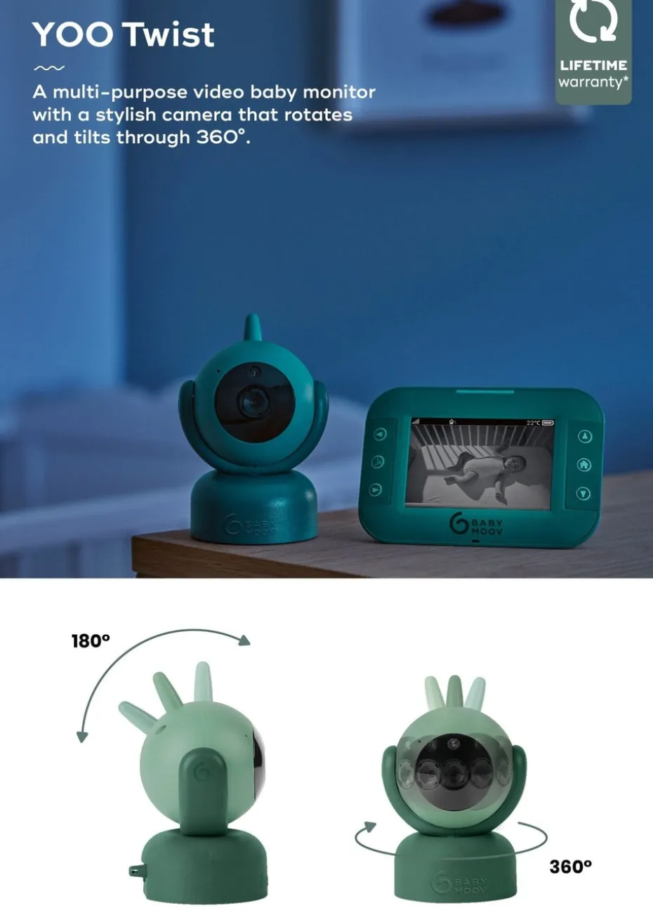 Babymoov Green Yoo Twist Motorised Baby Video Monitor