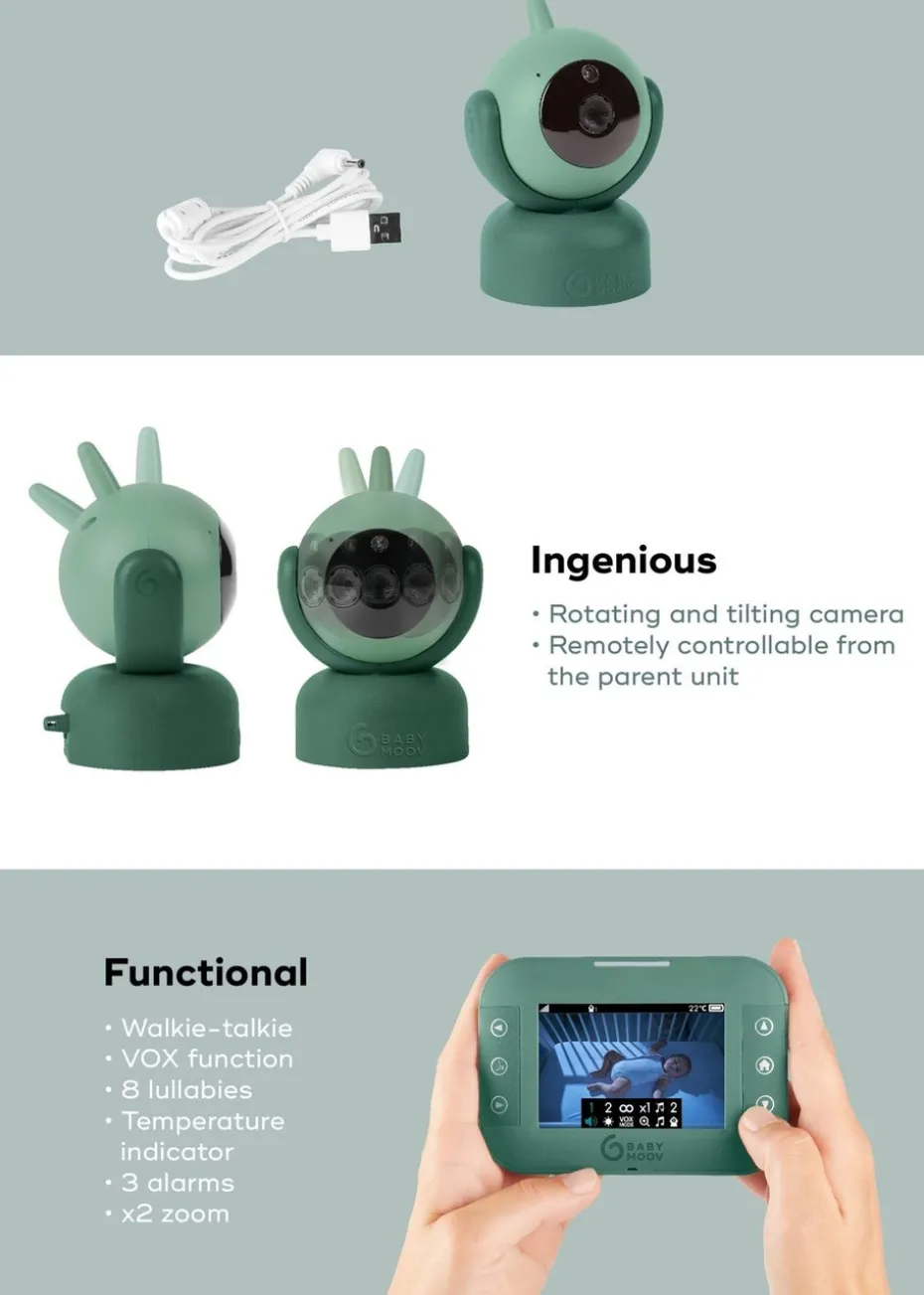 Babymoov Green Yoo Twist Motorised Baby Video Monitor