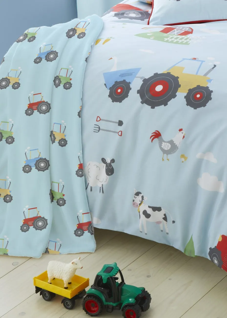 Bedlam Farmyard Friends Soft Touch Blue Throw