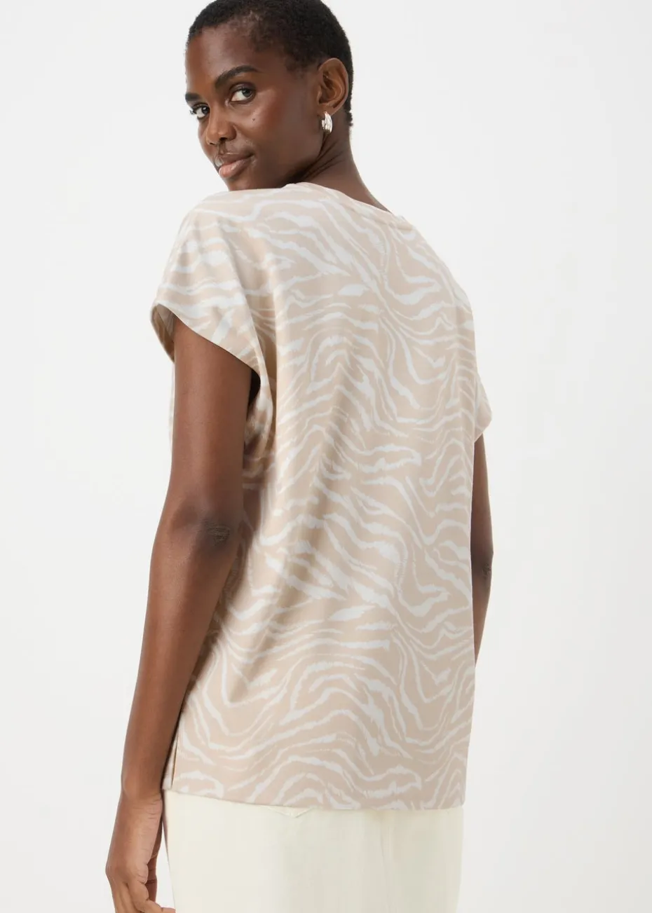 Beige Animal Print Ponte T-Shirt