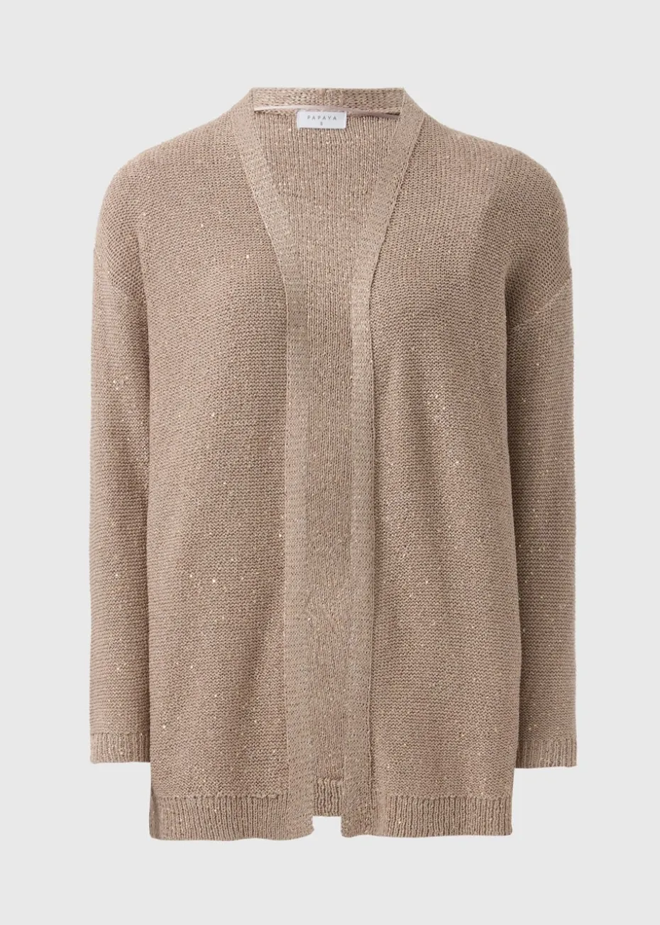 Beige Sequin Longline Cardigan