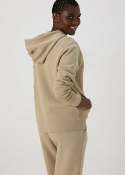 Beige Zip Up Hoodie