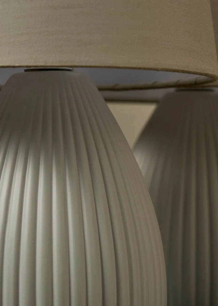 BHS Alder Teardrop Ceramic Table lamp TWIN PACK Grey (32cm x 18cm)