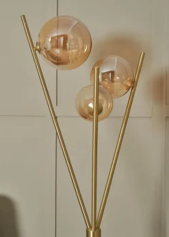 BHS Antique Brass Lincoln Tripod 3 Light Floor Lamp (156cm x 56cm)