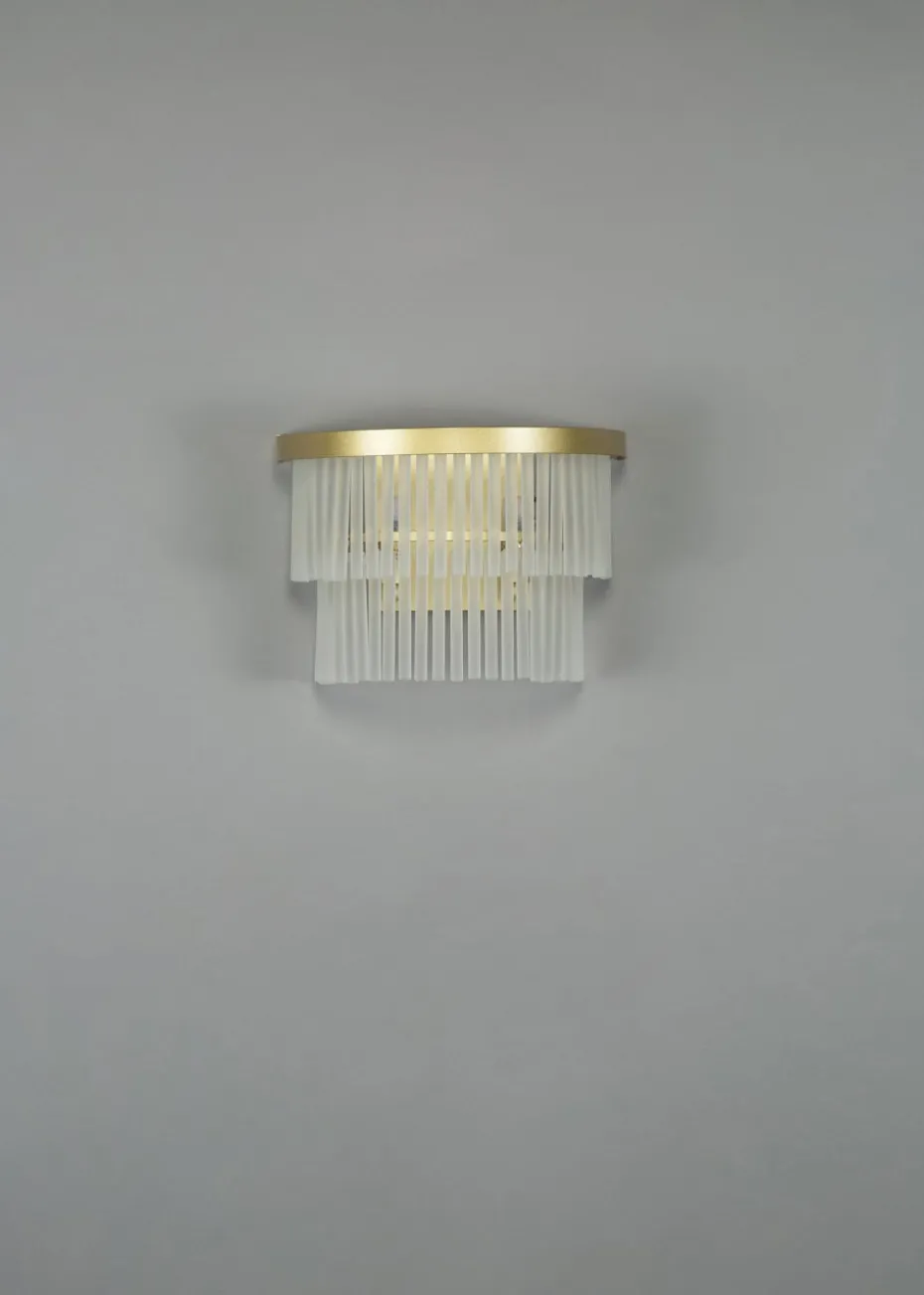 BHS Aubrey Frosted Wall Light Brass (19cm x 26cm)