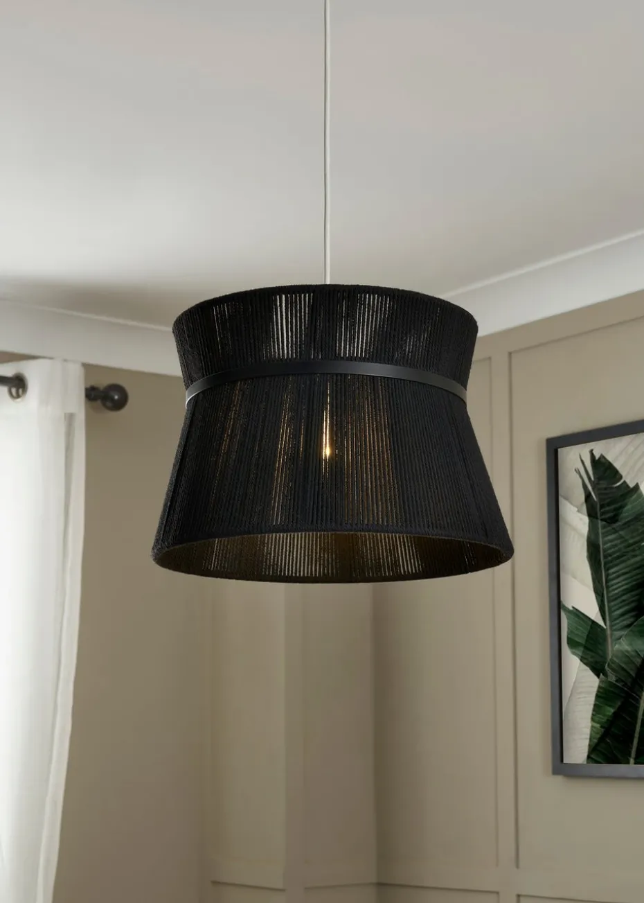 BHS Bahia String Bound Double Easyfit Black (24cm x 35cm)