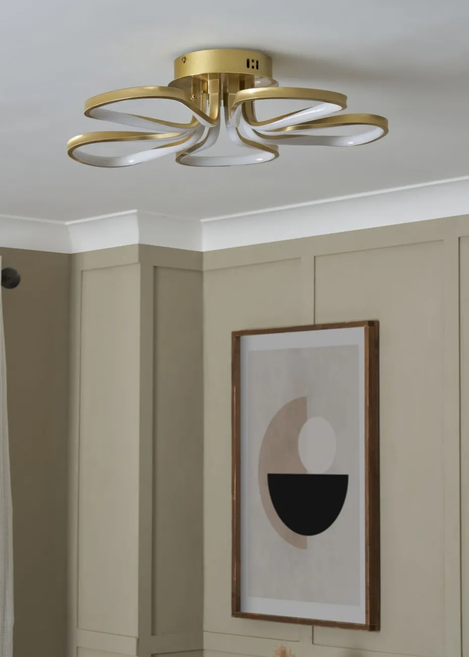 BHS Brass Alvar 5 Petals LED Flush Light