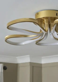 BHS Brass Alvar 5 Petals LED Flush Light