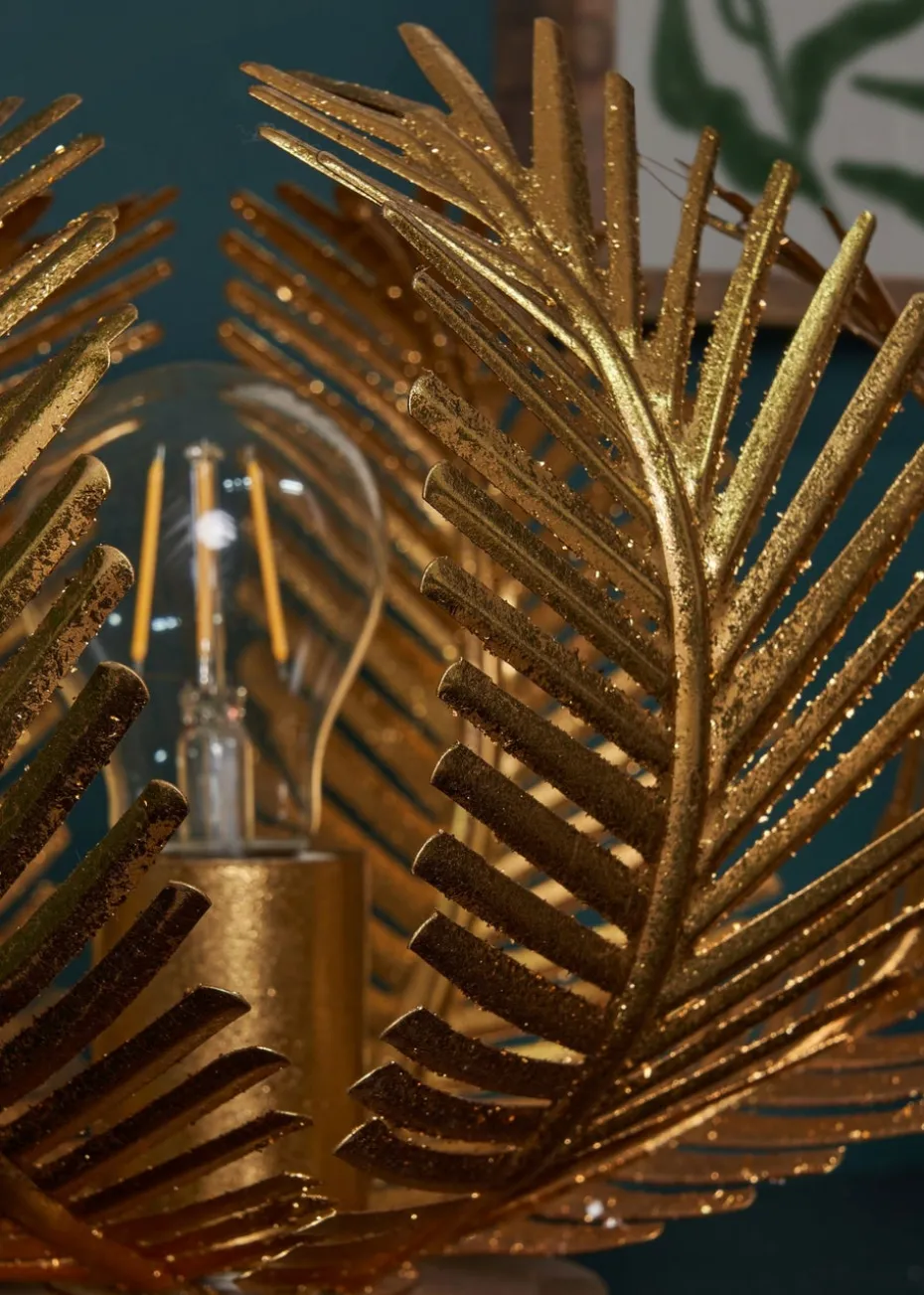 BHS Brookby Palm Table Lamp Brass (25cm x 30cm)