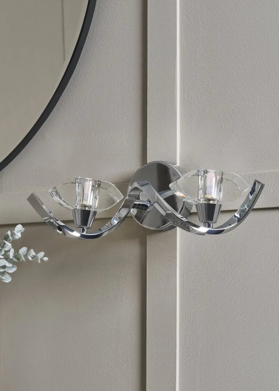 BHS Chrome Bella Twisted Wall 2 Light (12cm x 36cm)