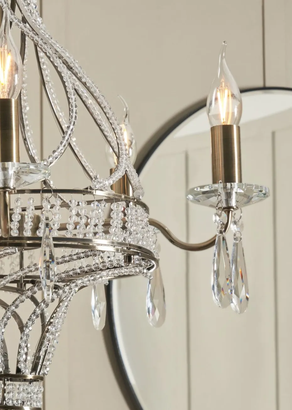 BHS Chrome Evelyn Chandelier Brass (80-135cm x 48cm)