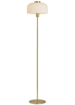 BHS Costa Brass Floor Lamp with Ribbed White glass (145cm x 29cm)