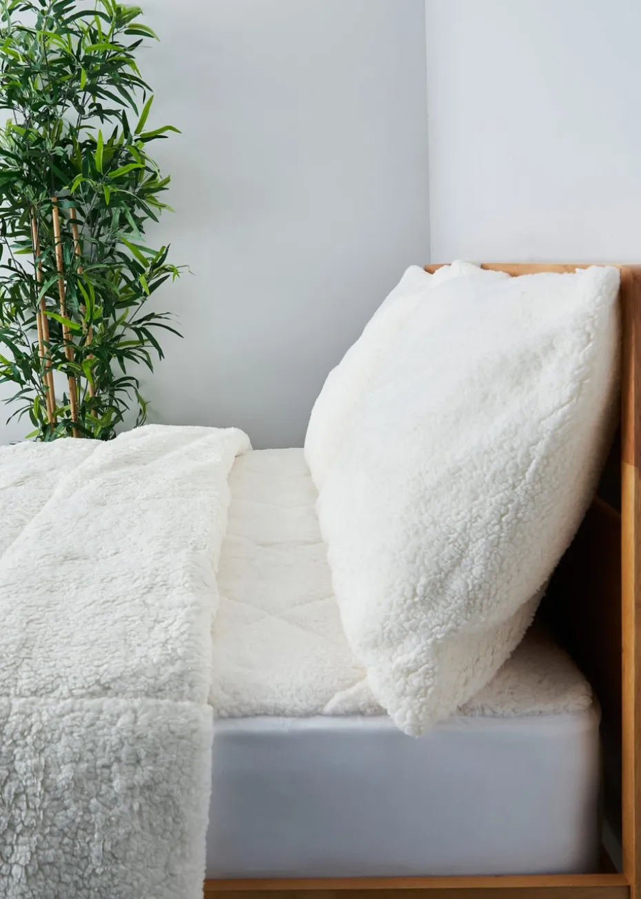 BHS Cream Teddy Fleece Mattress Protector