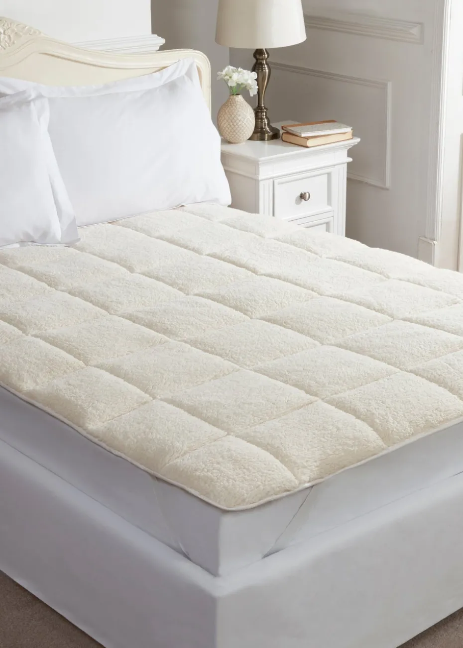 BHS Cream Teddy Fleece Mattress Protector